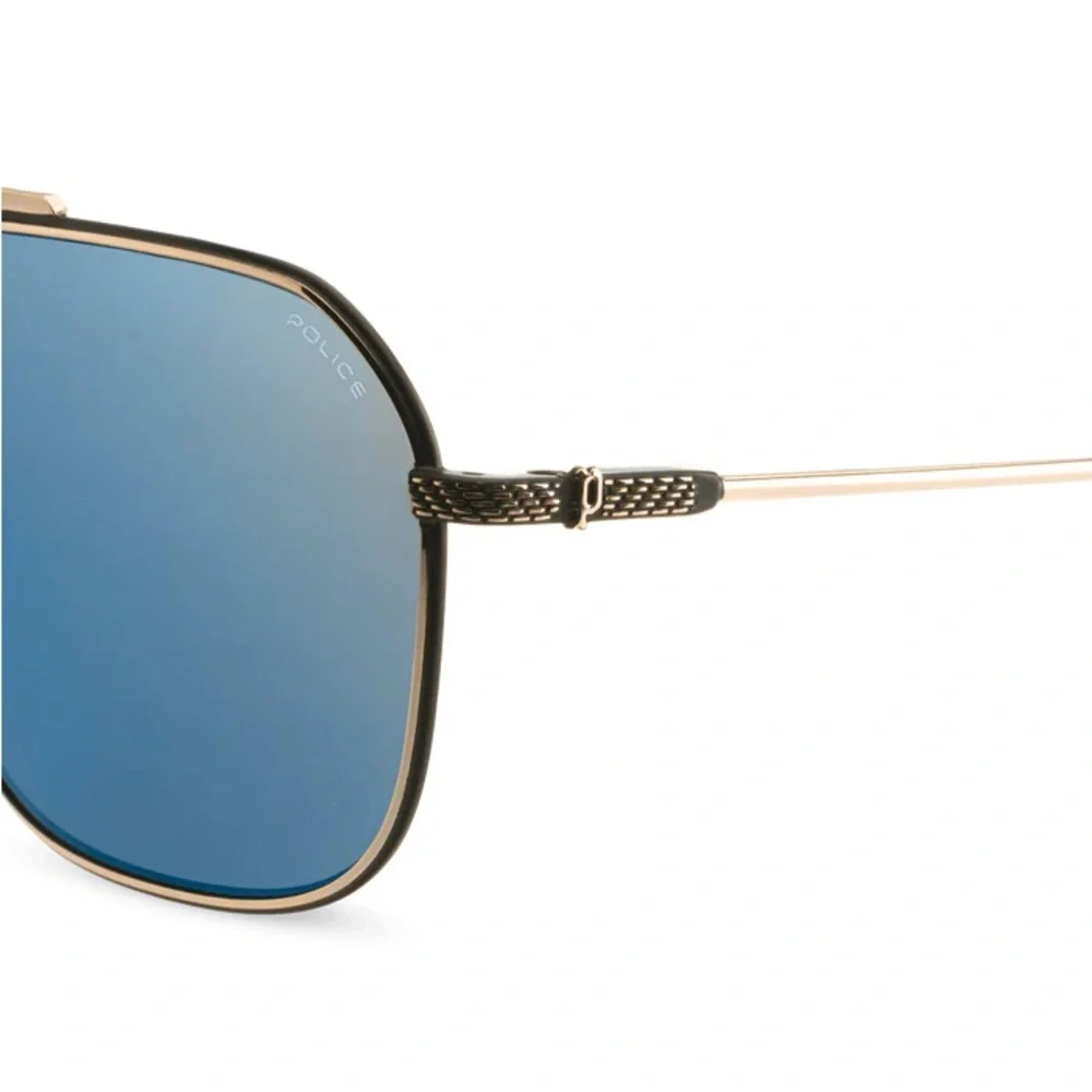 New! Police Blue Mirrored Aviator Sunglasses, Police SPLF64 300B, Authentic